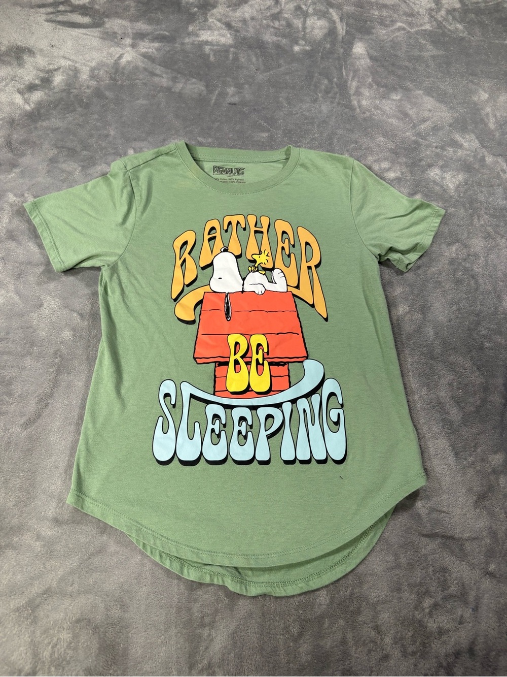 Peanuts Green 'Rather Be Sleeping' Graphic Tee